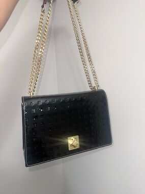 black arcadia bag medium patent leather